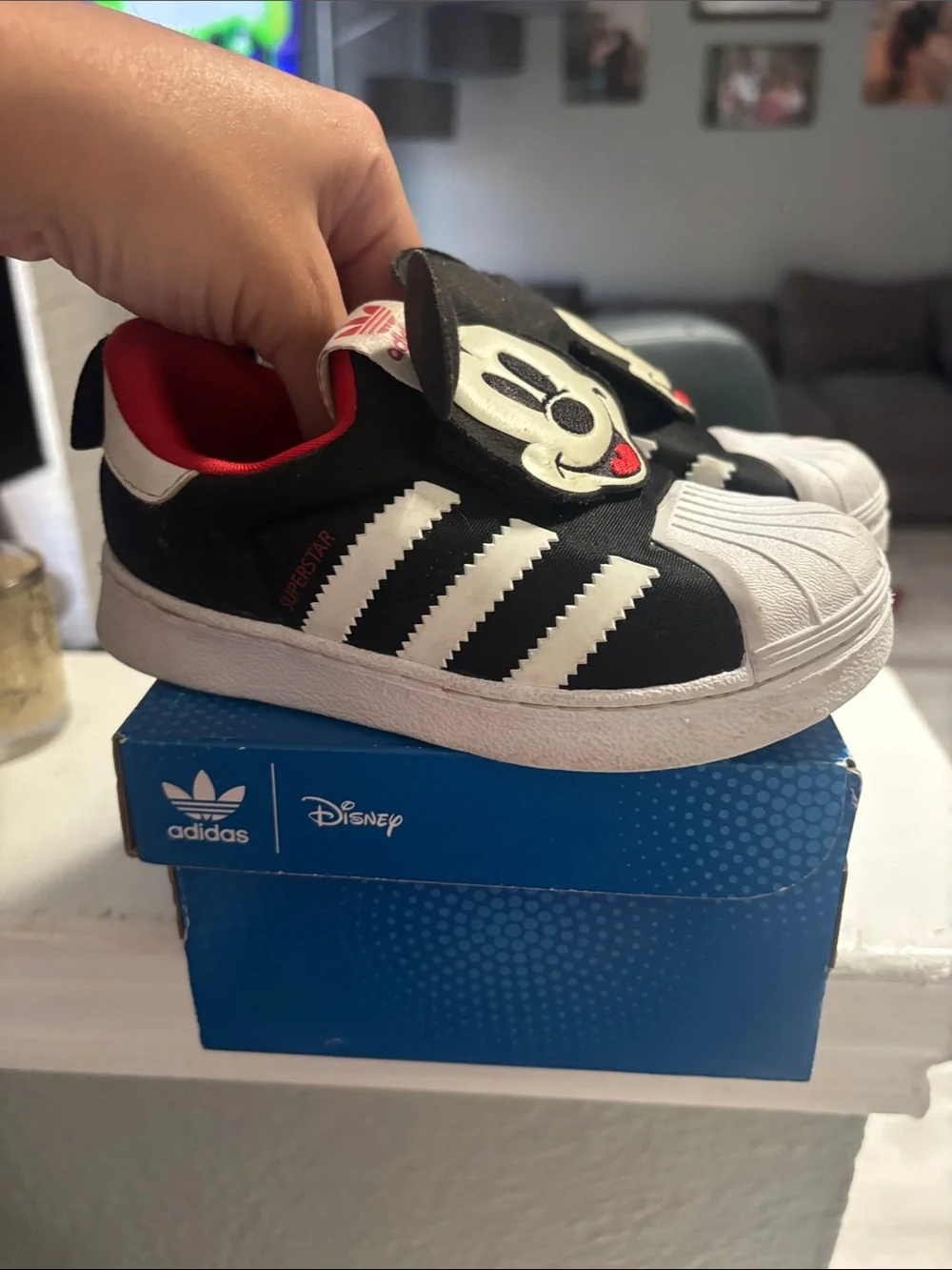 adidas Kids Mickey Mouse Black White Slip-On Sneakers